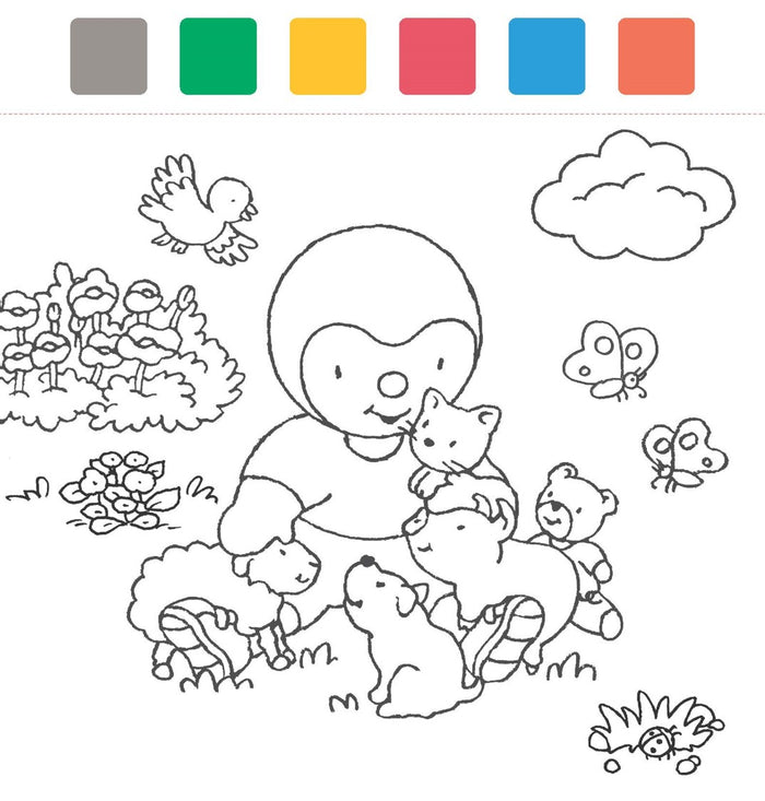 Pochette T'choupi - peinture à l'eau - 8 tableaux à peindre - les animaux