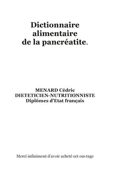 Dictionnaire alimentaire de la pancréatite