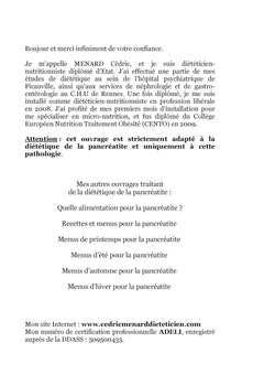 Dictionnaire alimentaire de la pancréatite