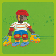 Petit ours brun fait du roller