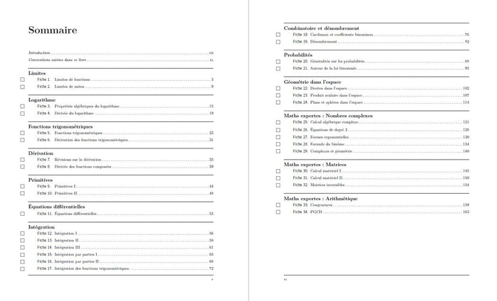 Cahier de calcul en maths Terminale