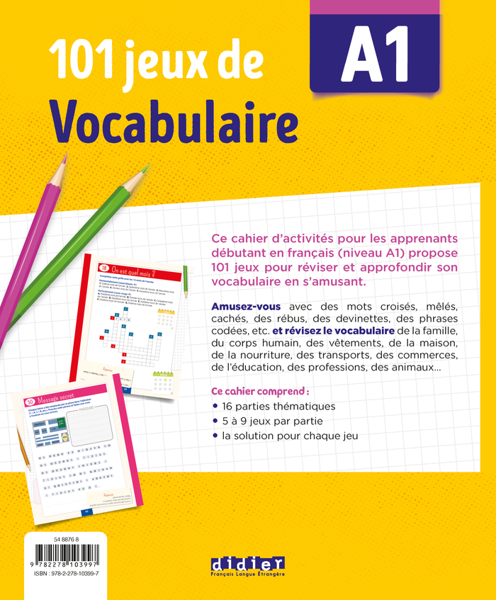 101 jeux de vocabulaire A1 - Cahier