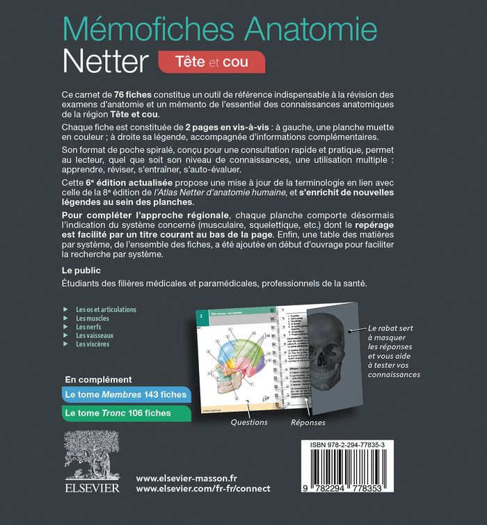 Mémofiches Anatomie Netter - Tête et cou