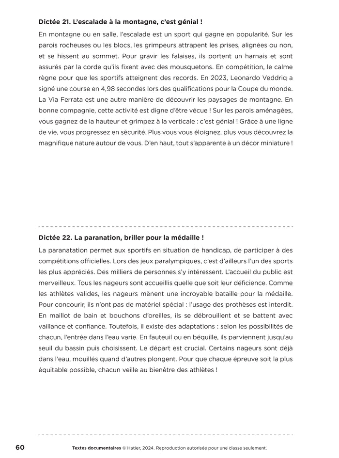 En route pour la dictée CE2-CM1 ! Vive le sport ! Ed. 2024 - Fichier de l'enseignant