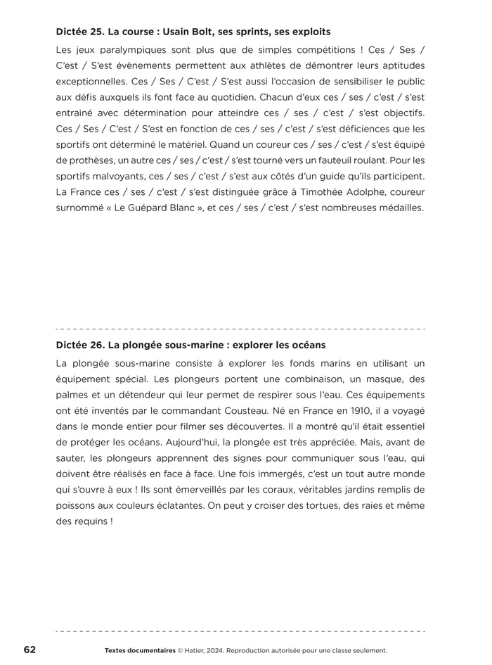 En route pour la dictée CE2-CM1 ! Vive le sport ! Ed. 2024 - Fichier de l'enseignant