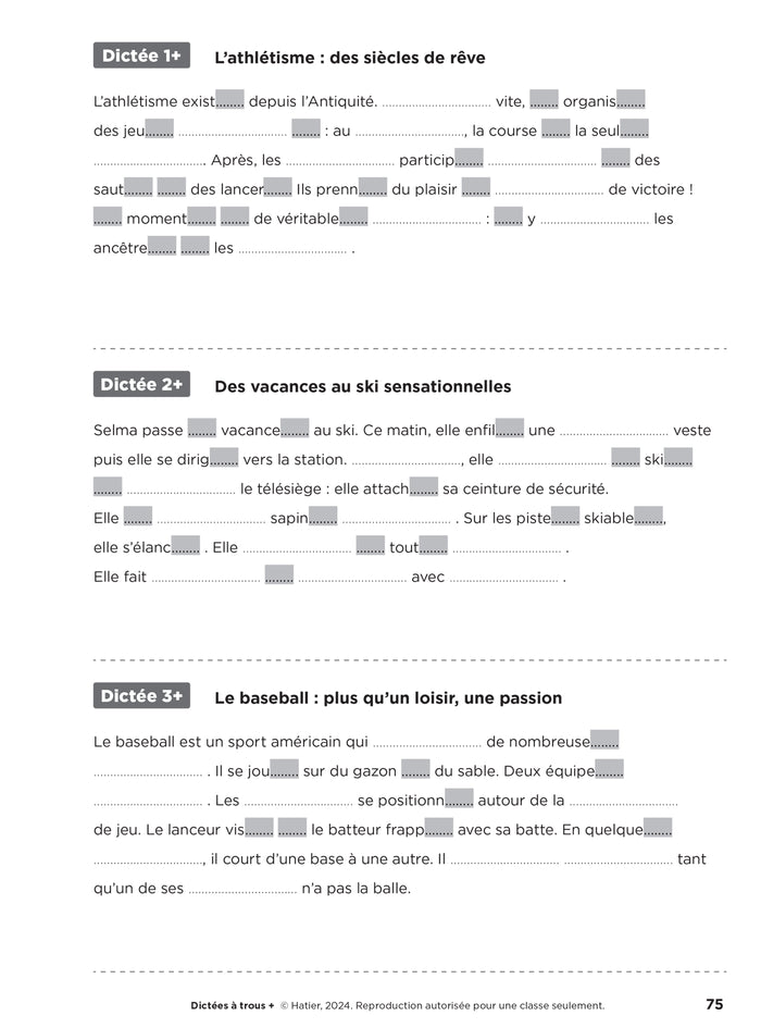 En route pour la dictée CE2-CM1 ! Vive le sport ! Ed. 2024 - Fichier de l'enseignant