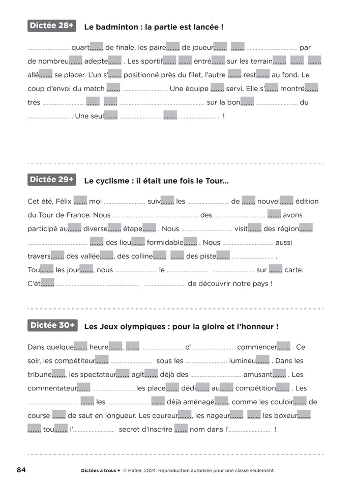 En route pour la dictée CE2-CM1 ! Vive le sport ! Ed. 2024 - Fichier de l'enseignant