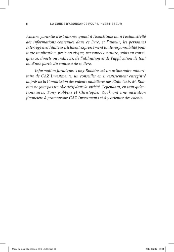 La Corne d'abondance pour investisseur