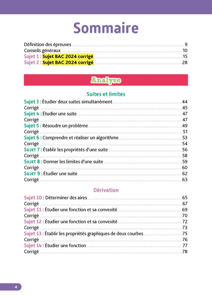 Annales Objectif BAC 2025 - Spécialité Maths Tle