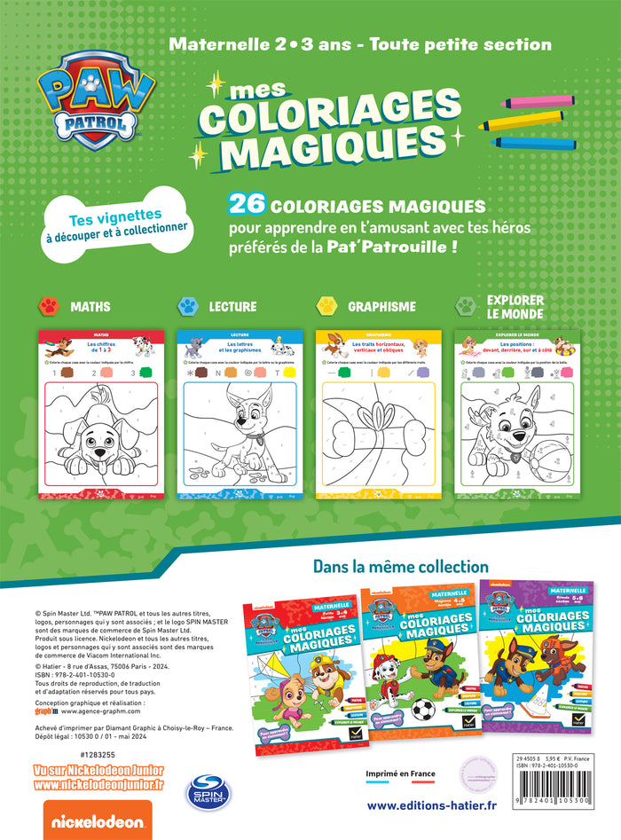 Mon coloriage magique Pat'Patrouille TPS - 2 ans