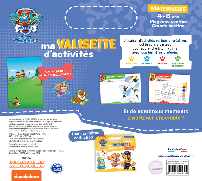 Ma valisette d'activités Maternelle MS et GS Pat'Patrouille