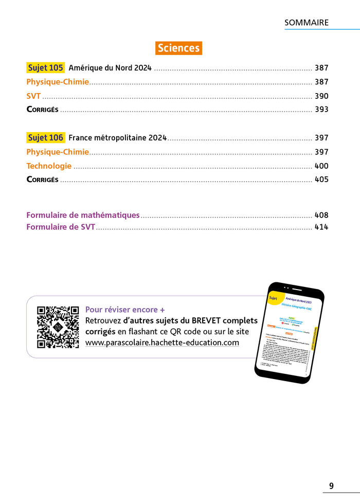 Annales BREVET 2025 - Tout-en-un 3e (Toutes les matières) - sujets et corrigés