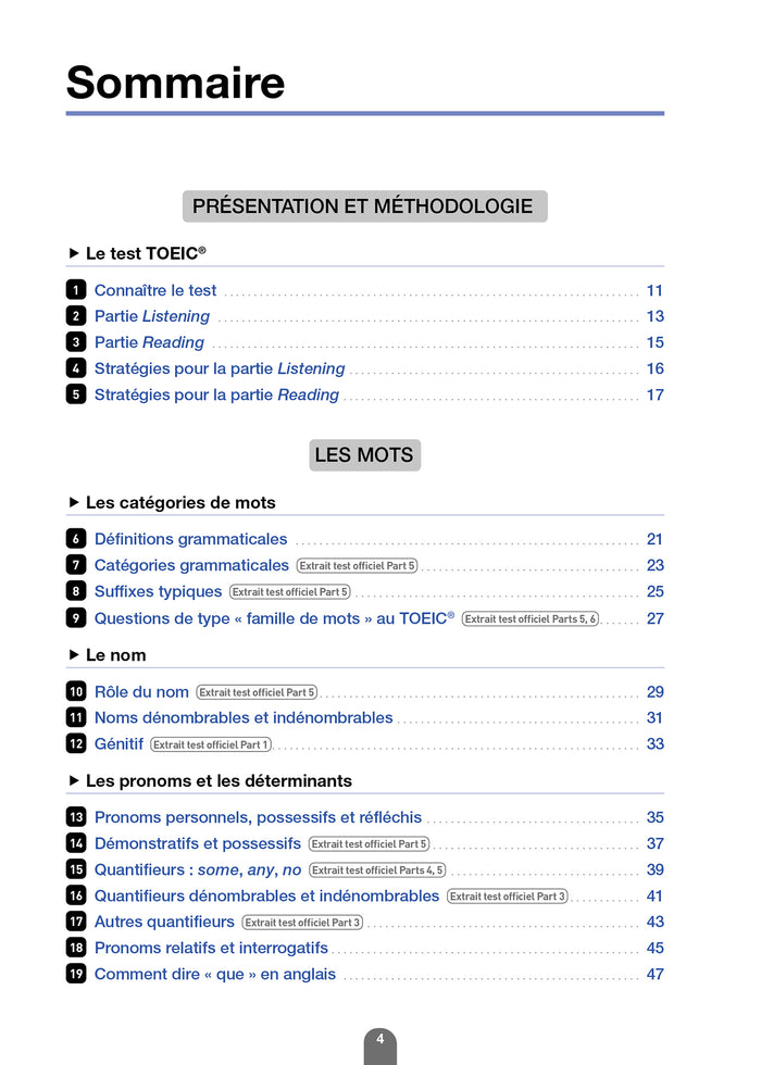 Les 100 fiches de grammaire du test TOEIC® (conforme au nouveau test TOEIC)