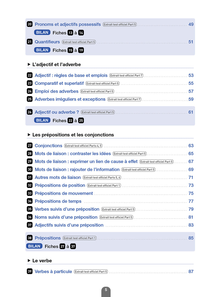 Les 100 fiches de grammaire du test TOEIC® (conforme au nouveau test TOEIC)
