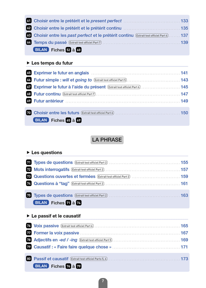 Les 100 fiches de grammaire du test TOEIC® (conforme au nouveau test TOEIC)