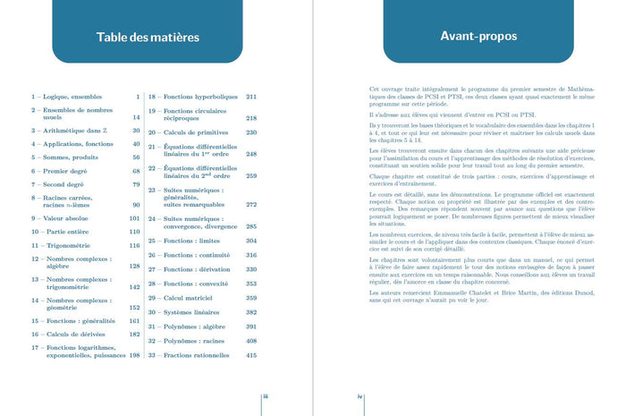 Maths PCSI-PTSI - Tout le 1er semestre