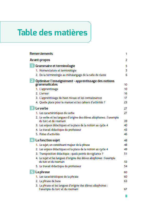 Enseigner la grammaire au collège