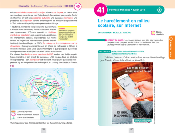 Annales du brevet Annabrevet 2025 Histoire-géographie EMC 3e - Nouveau brevet