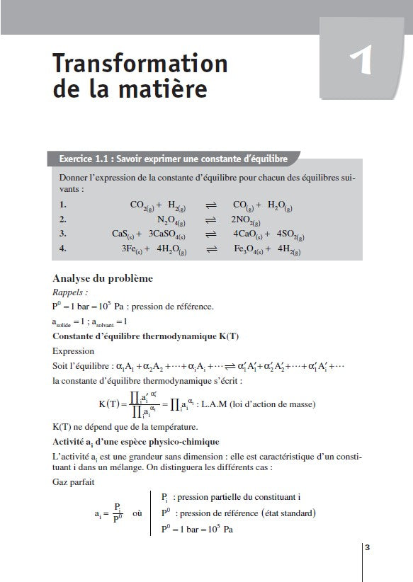 Chimie Exercices incontournables