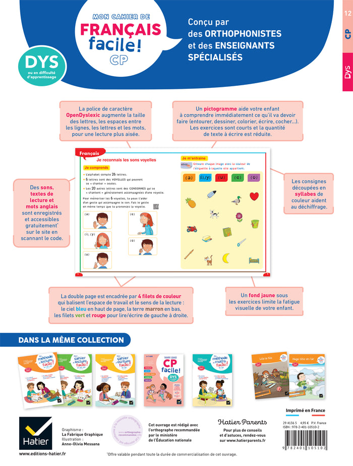 Mon cahier de français facile DYS ! CP - 6 ans