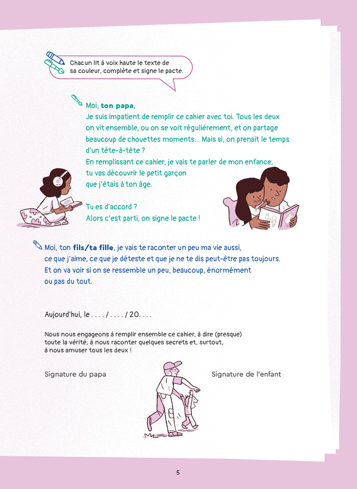 Mon cahier complice à remplir avec mon papa