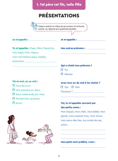 Mon cahier complice à remplir avec mon papa