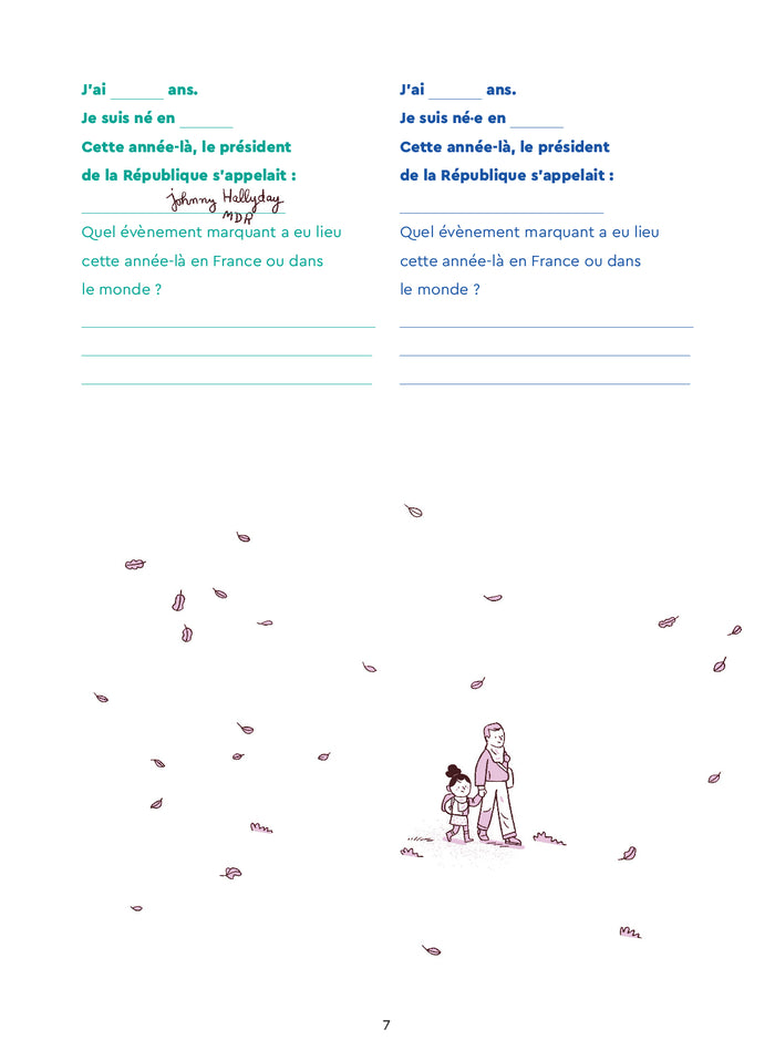 Mon cahier complice à remplir avec mon papa