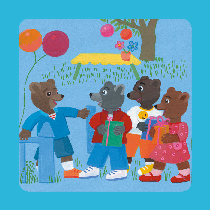 Petit ours brun fête son anniversaire