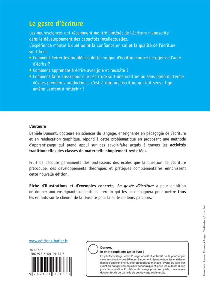 Enseigner à l'école primaire - Le geste d'écriture