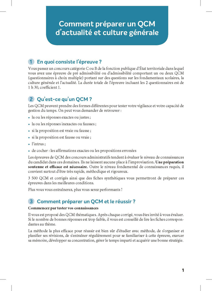 3 500 QCM d'actualité et de culture générale 2025 - Catégories B et C