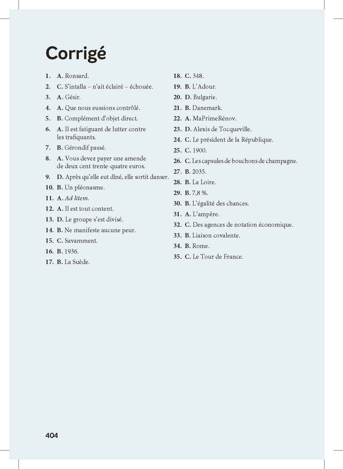 3 500 QCM d'actualité et de culture générale 2025 - Catégories B et C