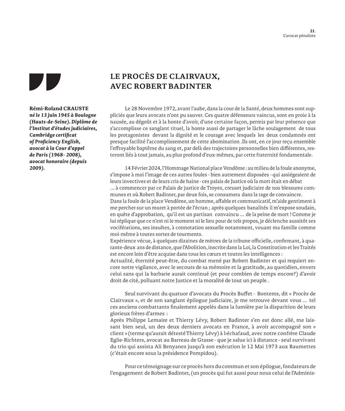 Robert Badinter - L'oeuvre d'un juste