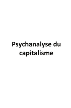 La psychanalyse du capitalisme