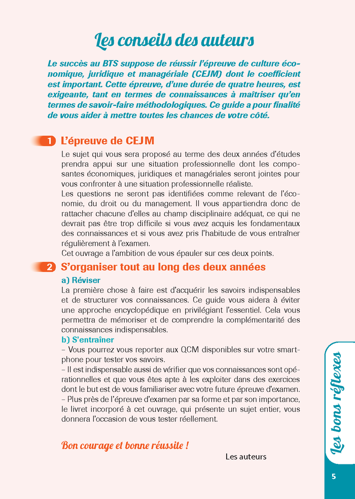 Guide - CEJM - Culture économique, juridique et managériale - BTS - Réflexe - 2024