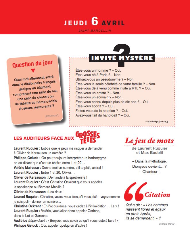 L'almanach des Grosses Têtes 2023