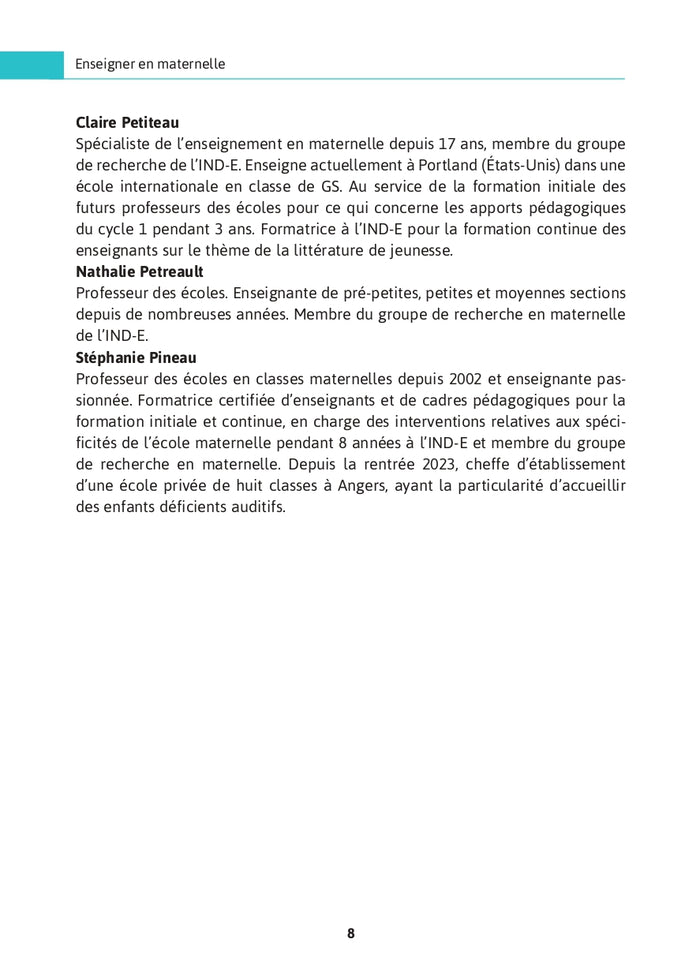 Enseigner en maternelle