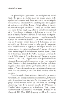 Le défi de la paix