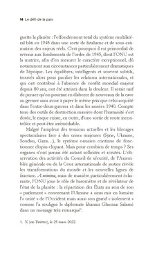 Le défi de la paix