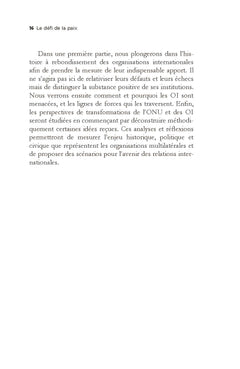 Le défi de la paix