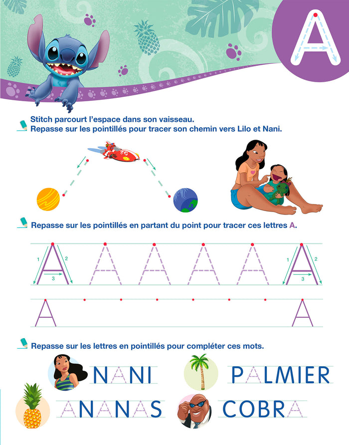 Disney - Lilo Stitch - Mon cahier effaçable - J'écris les lettres majuscules
