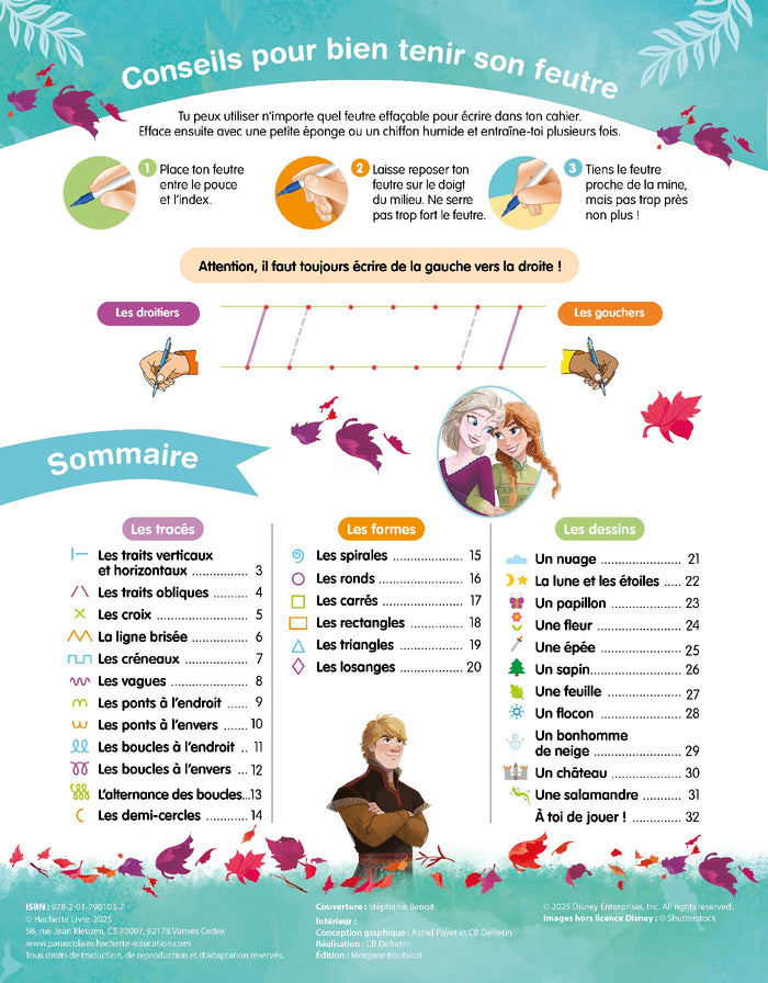 Disney - La Reine des neiges Mon cahier effaçable - Mes premiers tracés, formes et dessins (2-6 ans)
