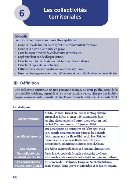 Les collectivités territoriales en fiches et QCM - 2025