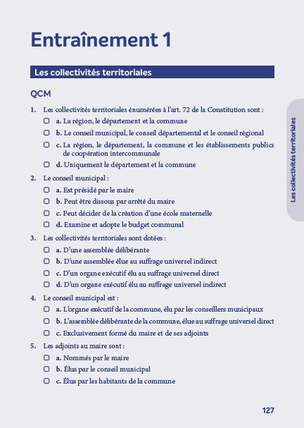 Les collectivités territoriales en fiches et QCM - 2025