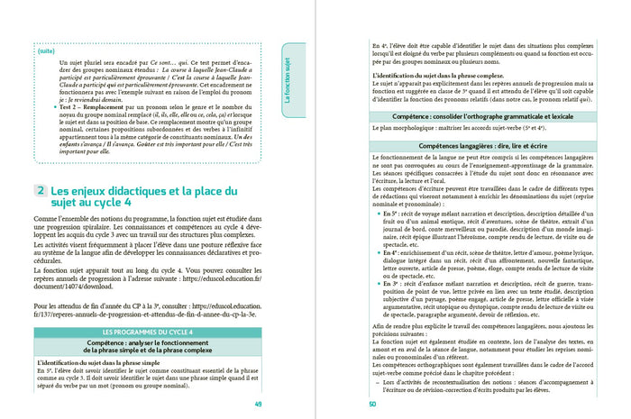 Enseigner la grammaire au collège