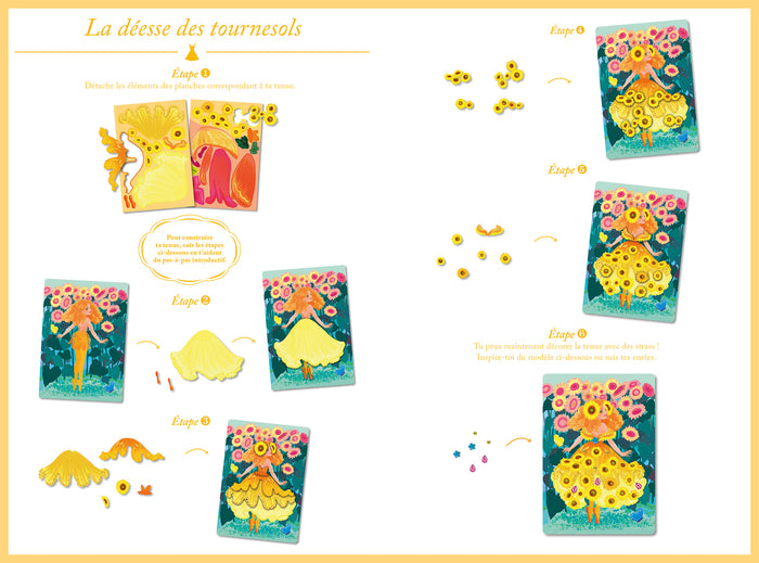 Robes fleurs - pochette avec accessoires