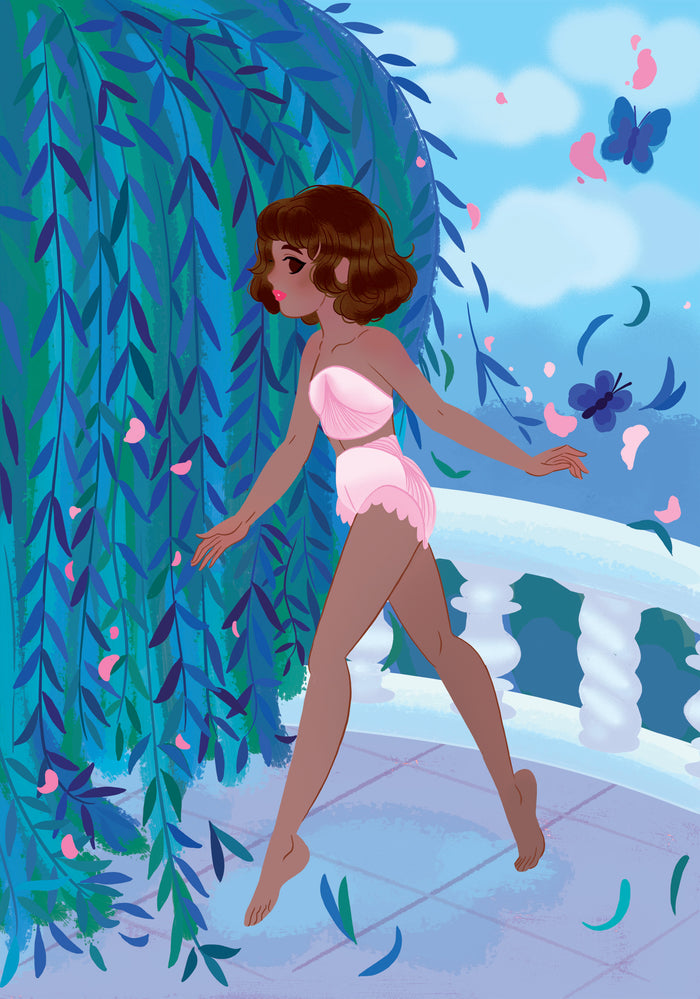 Robes fleurs - pochette avec accessoires