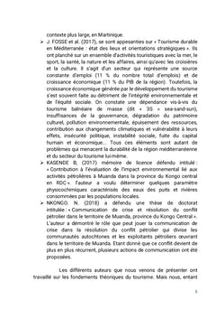 Activités touristiques et indicateurs du tourisme durable à Muanda/RDC