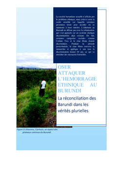 Oser attaquer l'hémorragie ethnique au Burundi