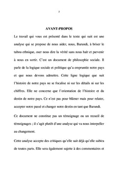 Oser attaquer l'hémorragie ethnique au Burundi