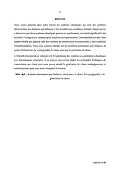 Etude et Simulation d'un Générateur de Chaos